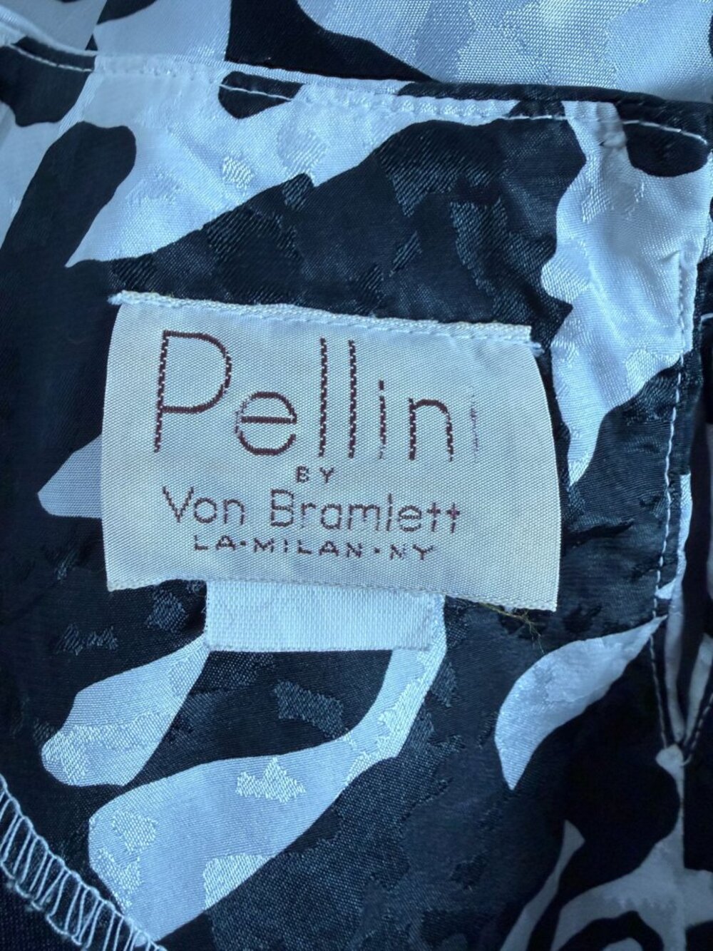 Vintage Pellini By Von Bramlett Black & White Abstract Print Long Sleeve Dress - Picture 3 of 7